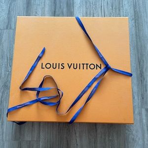 Authentic Louis Vuitton orange box with blue ribbon